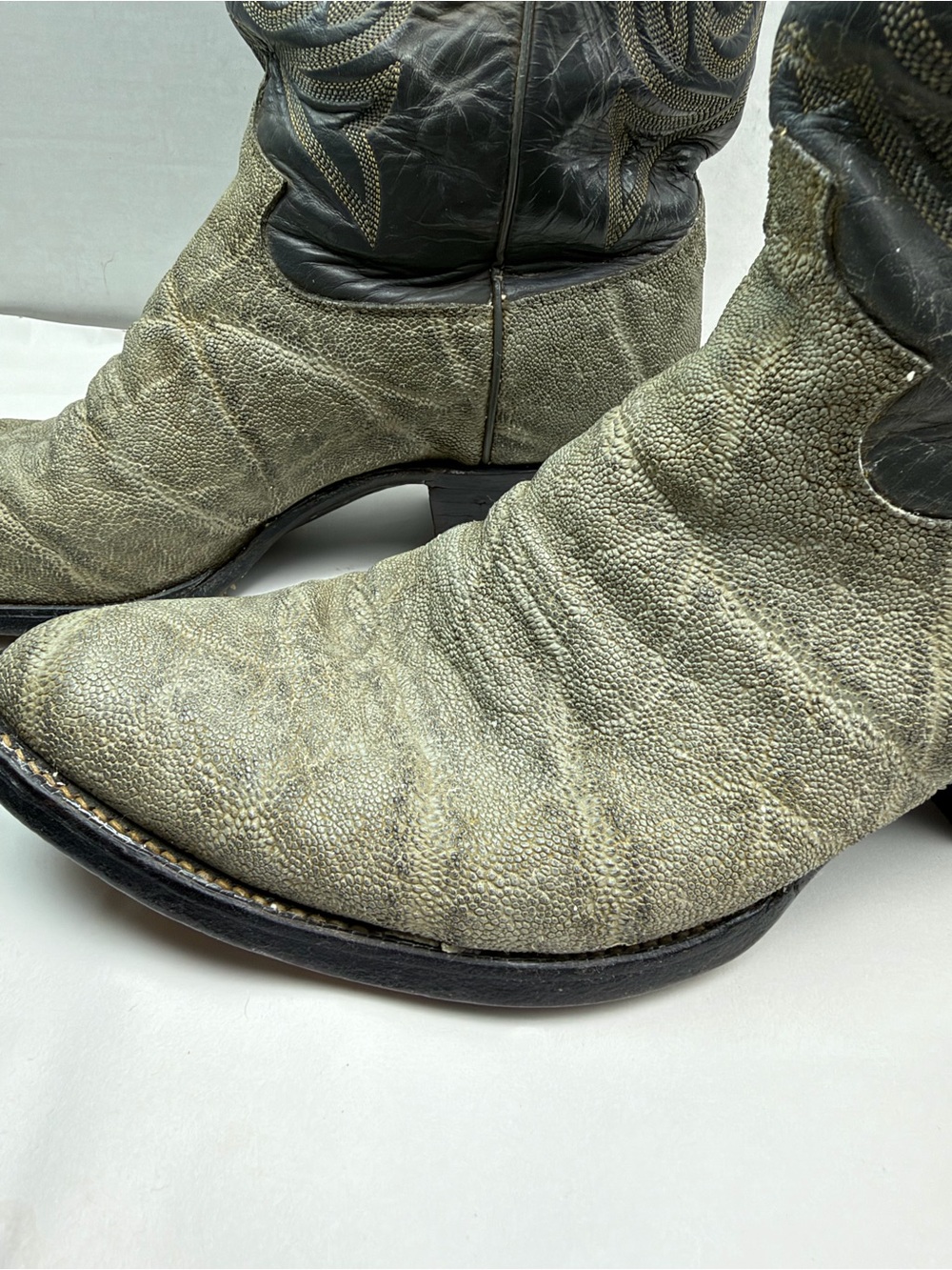 Justin Mens Western Cowboy Boots 8527 Grey Black Leather Elephant Print Size 10 - Picture 5 of 16